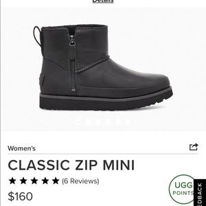 Ugg Classic Zip Mini in Black Leather